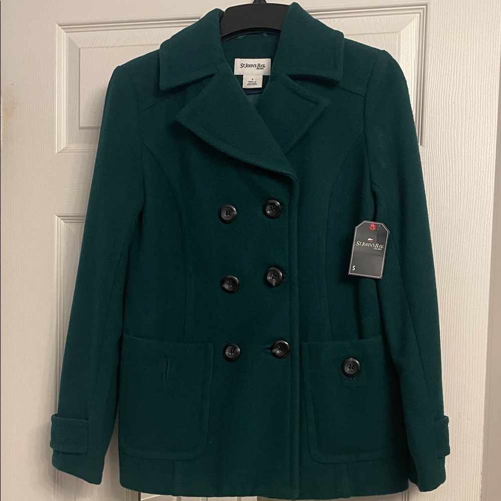 Dark Teal Double-Breasted Pea Coat   S size
